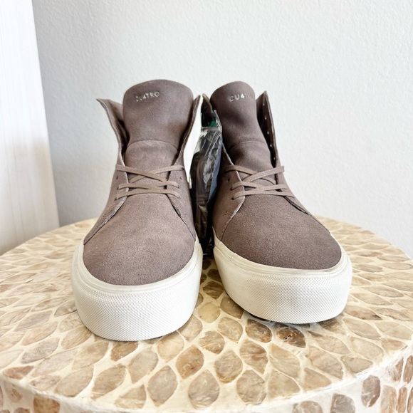 NWT Cu4tro Men's Norris Taupe Suede Leather High-Top Sneakers size 7.5 - Picture 3 of 13